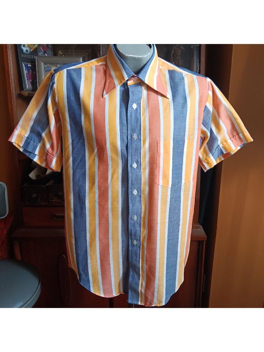 True Vintage 60's Medium Beach Boys Shirt Striped Surfer Hadway Short Sleeve